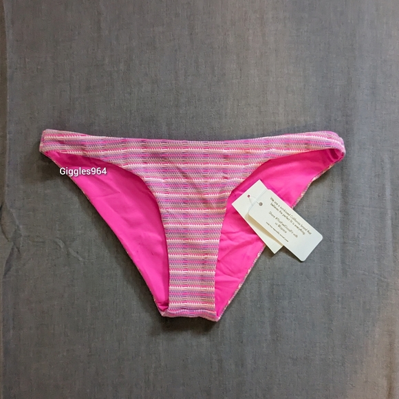 L*Space Brittany Camacho Bikini Set Electric Pique Pink Stripe - Picture 5 of 13